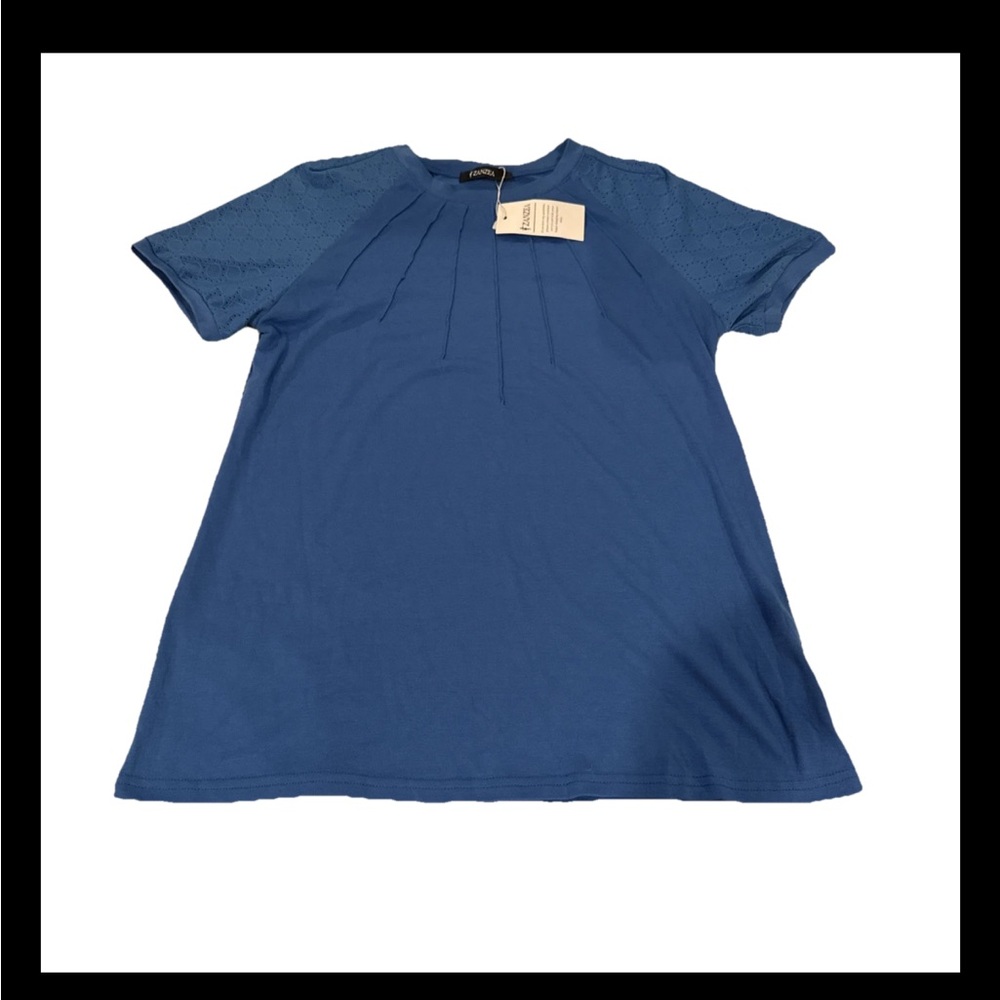 NWT ZANZEA Blue Short‎ Sleeve Shirt Size Medium